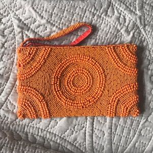 Orange beaded summer clutch
